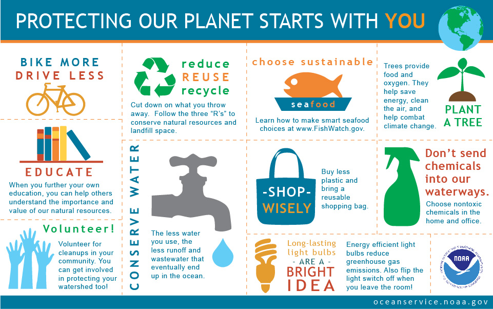 Infographic showing ten things you can do to protect the earth.