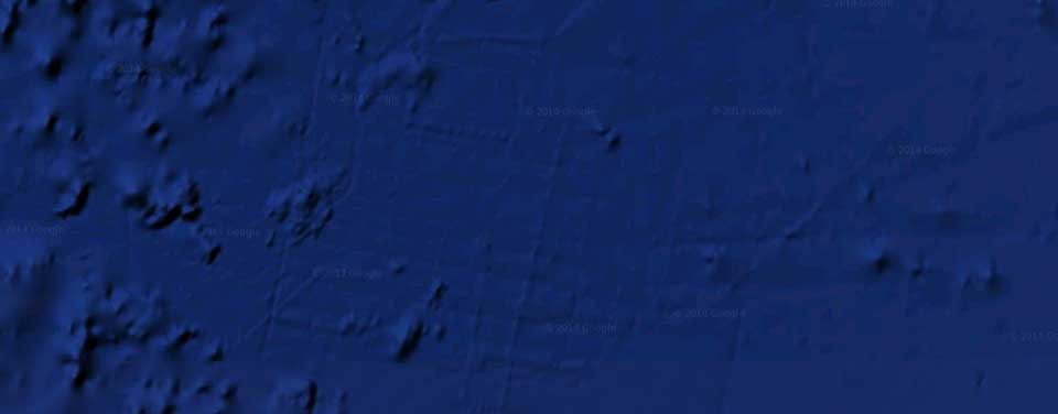 Image of grid lines on map of ocean bottom