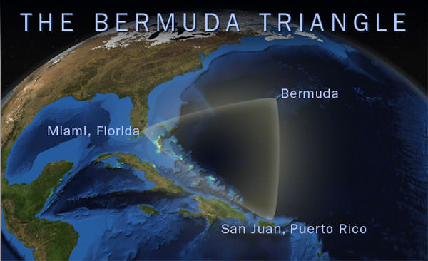 map showing the location of the Bermuda Triangle