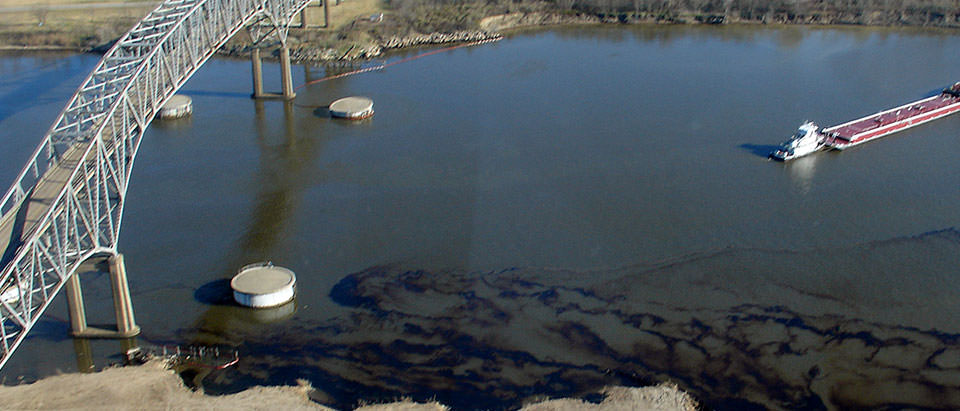 oil spill on river