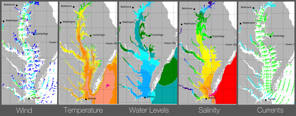 hourly forecast of water levels for Chesapeake Bay