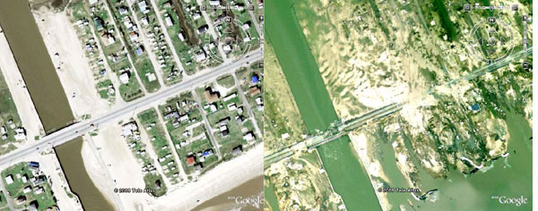 Before and After of Storm Damage following Hurricane Ike
