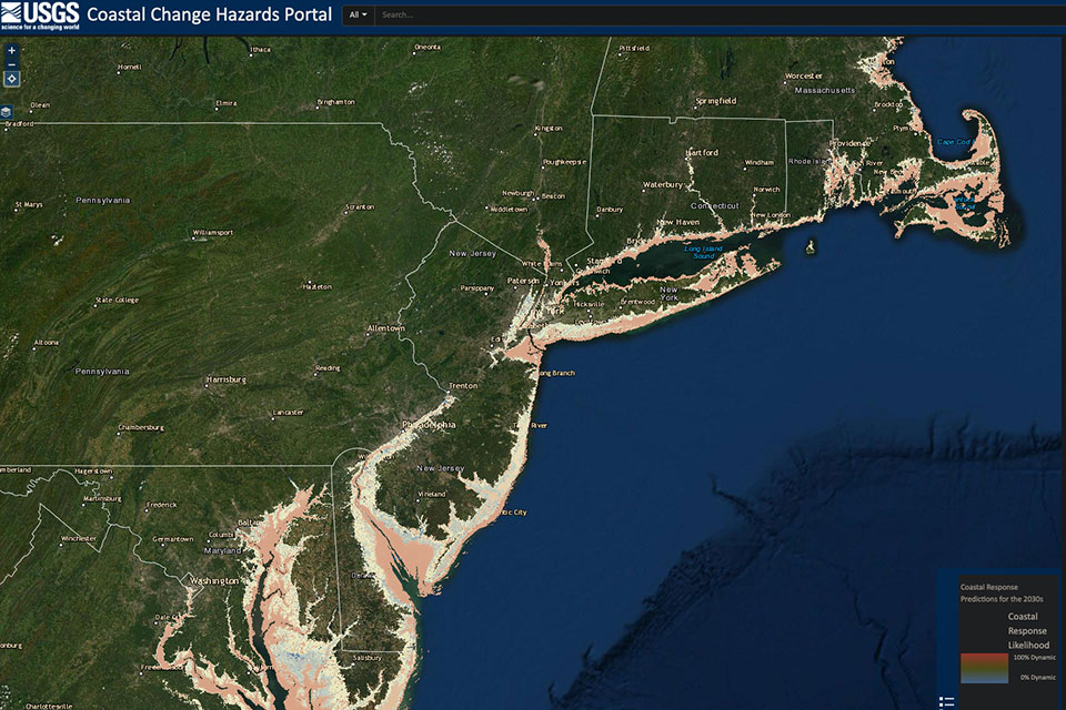 screenshot of  Coastal Change Hazards Portal tool