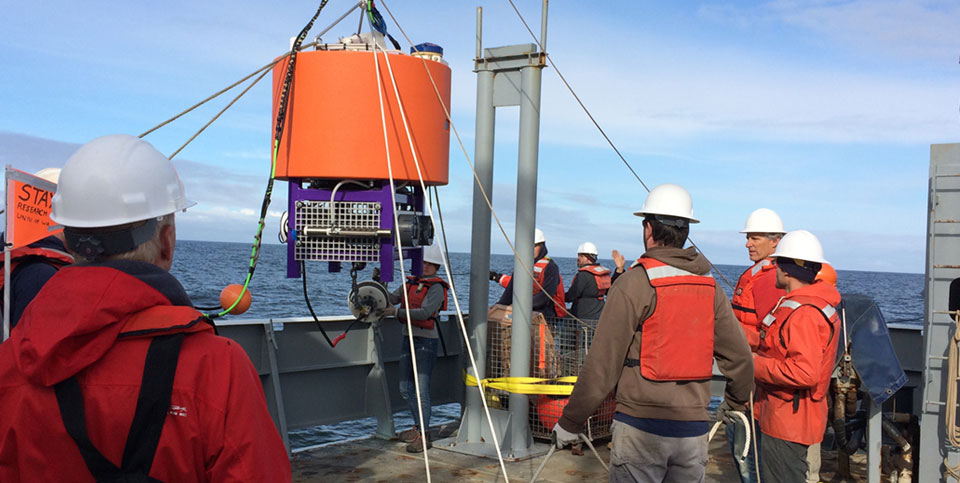 NOAA and partners conducted the first field test of an underwater robot using a NOAA-developed sensor that enables remote, automated measurements of paralytic shellfish toxins.