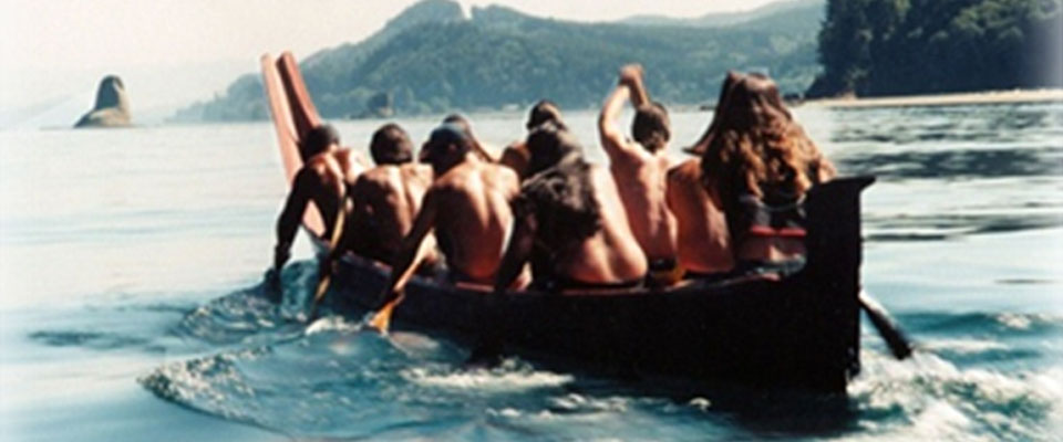 native americans in canoe