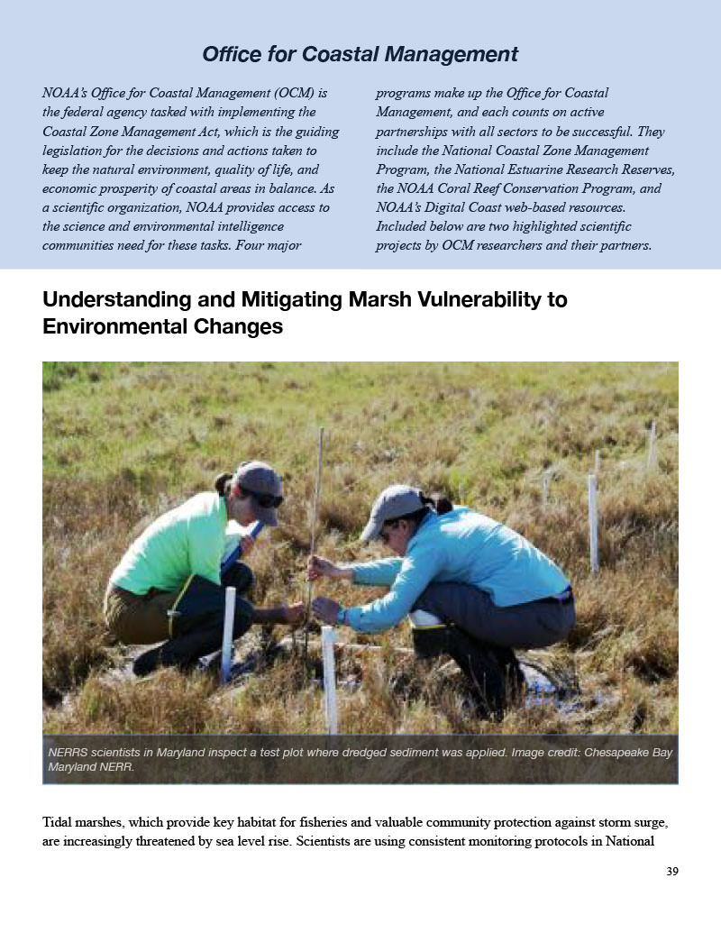 cover of the OCM section of the 2020 NOS Science Report