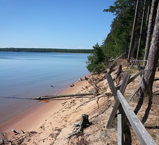 The Great Lakes are experiencing extreme water level variations over short periods of time.  This photo was taken from the Apostle Islands, Wisconsin.