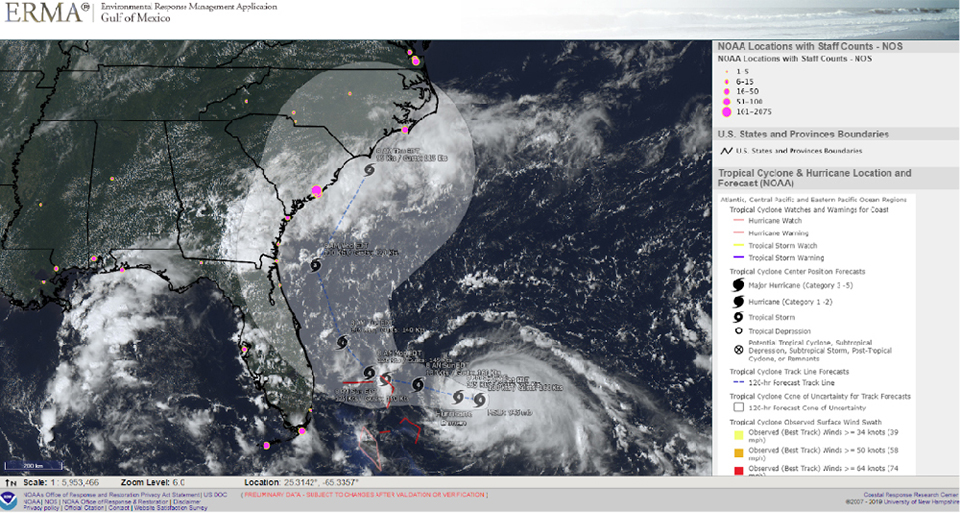 ERMA map of Hurricane Dorian