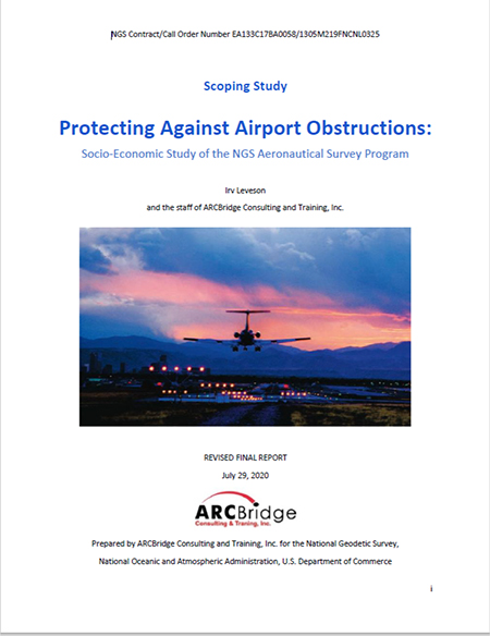  Cover of the study on ASP socioeconomic benefits showing a plane in mid-air with orange and blue clouds and mountains.