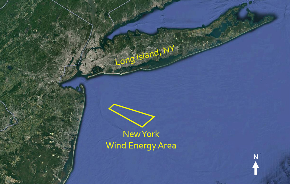 Aerial map of New York Wind Energy Area.