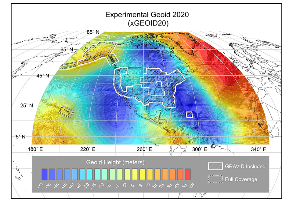 Colorful graphical representation of the experimental geoid.