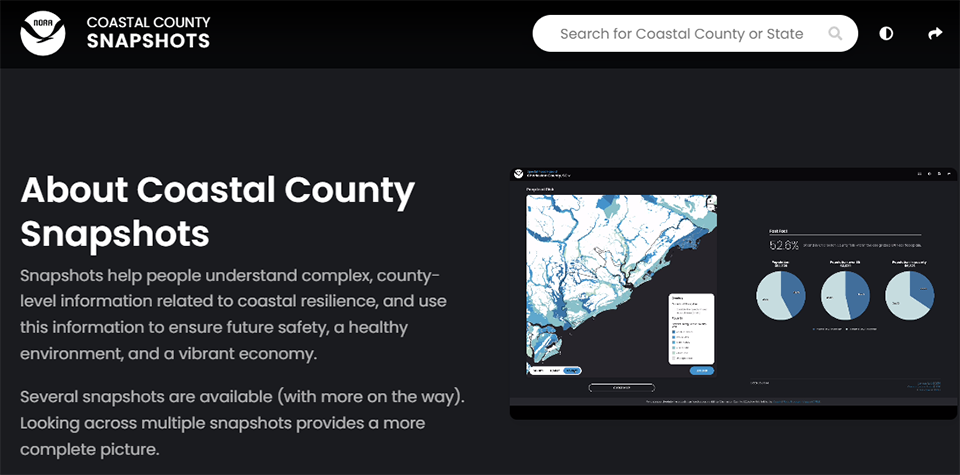 A screenshot from the Coastal County Snapshots tool.