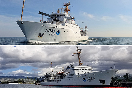 Two images of NOAA hydrographic ships.
