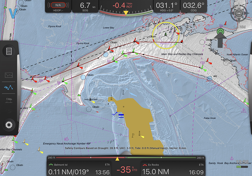 An image showing a screenshot of a navigation system with S-102 data.