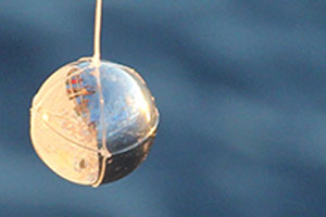 a tungsten ball used to calibrate split beam sonar
