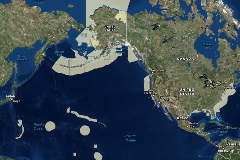 A map of marine protected areas around the United States