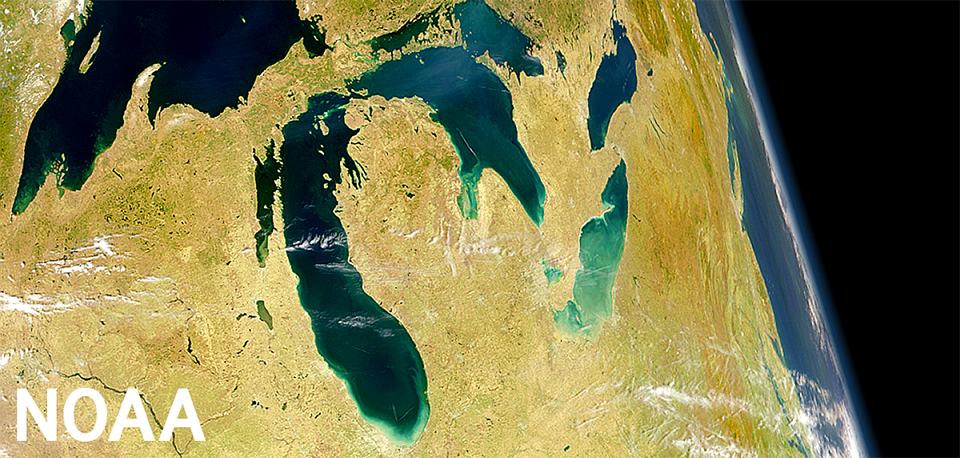 The Great Lakes in satellite view