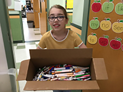 The entire school collected used markers for recycling- 82 pounds of markers were diverted from the incinerator. 