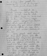 Handwritten essay by student