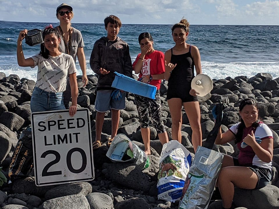 Field day cleanup at Waikaloa Beach, where 32 pounds of marine debris was removed. 