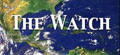 Planet Stewards logo with The Watch newsletter text with Earth background