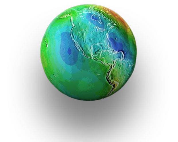 Geoid Earth with inset of North Americ