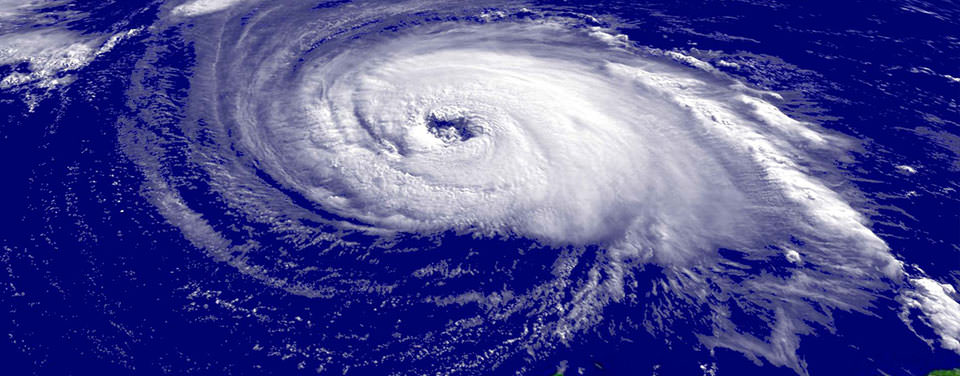 A close-up satellite image of Hurricane Isabel taken on Sept. 15, 2003. 
