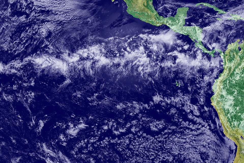 This NASA satellite image shows the Inter-Tropical Convergence Zone in the Pacific, known as the doldrums.