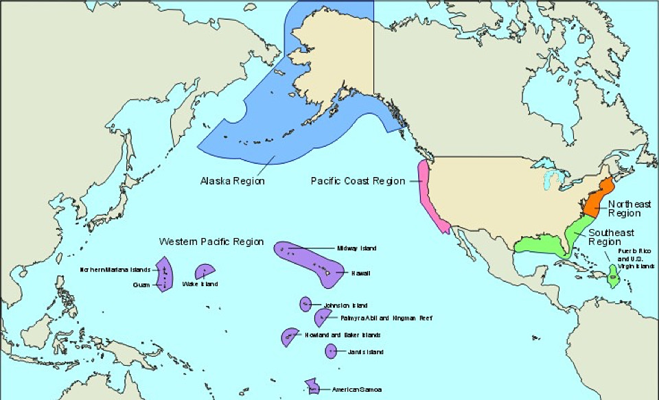 This NOAA map shows the U.S. exclusive economic zone. (Courtesy of NOAA)