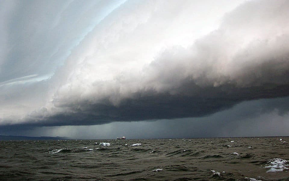 ​Storm clouds loom over Lake Superior.