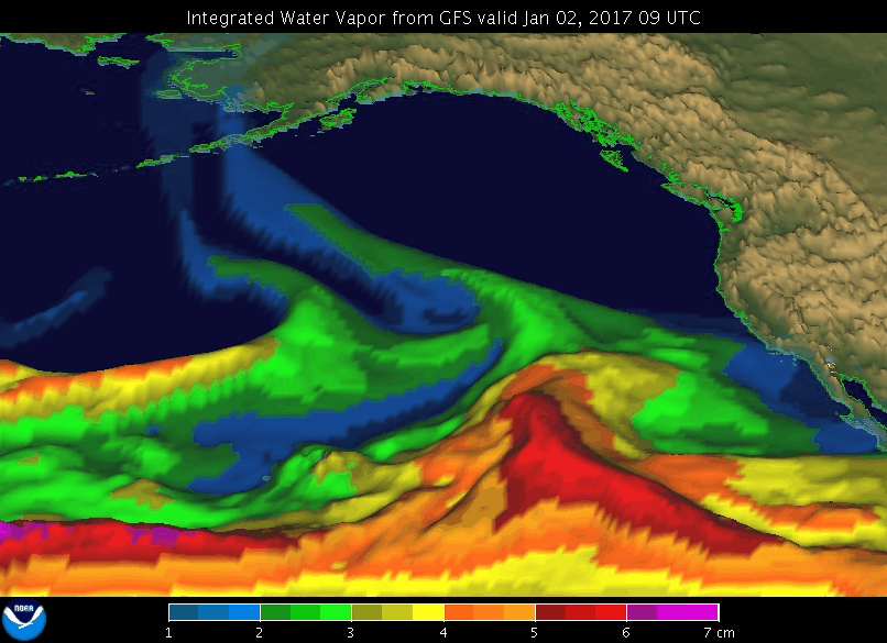 Animation of an AR event in January 2017 (Credit: NOAA/ESRL/PSD)