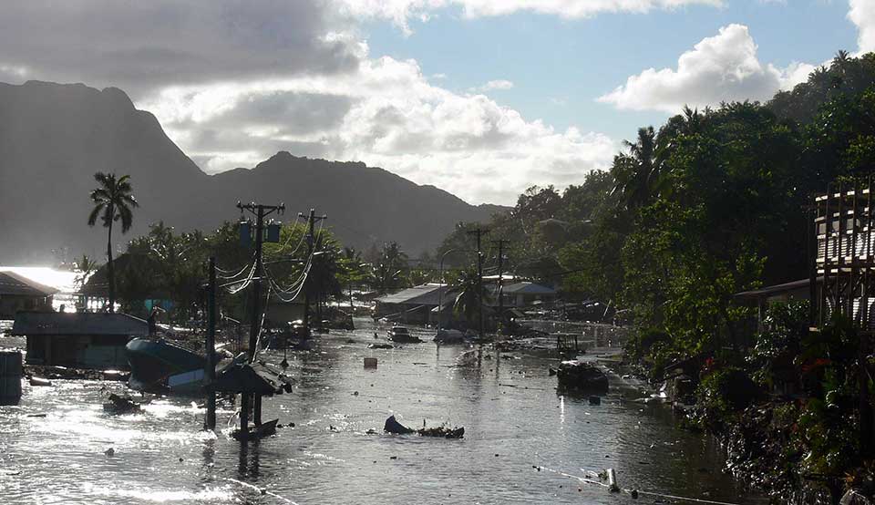 damage from tsunami in American Samoa
