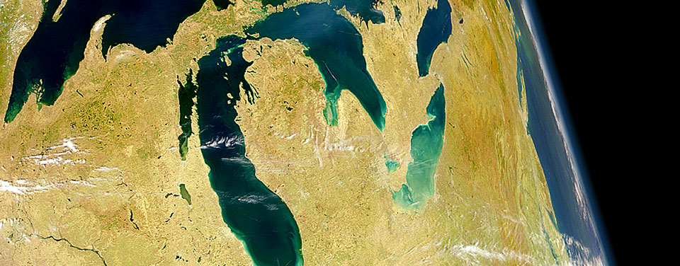 A NASA image of the Great Lakes from space