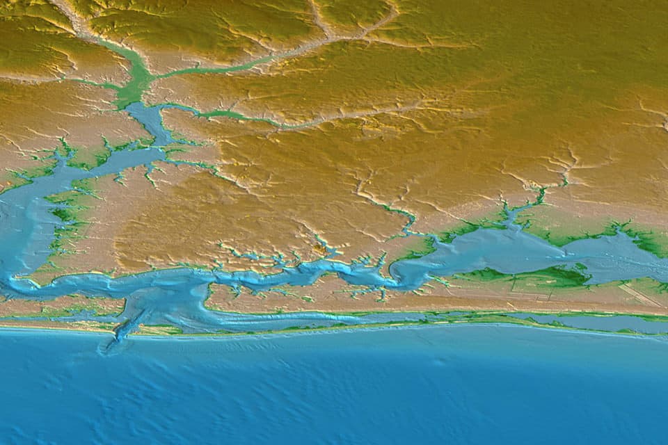 A LIDAR (Light Detection and Ranging) image created with data collected by NOAA's National Geodetic Survey