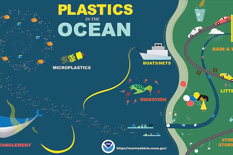 infographic that shows plastics in the ocean