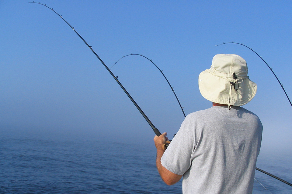 A recreational fisher at Lake Michigan.