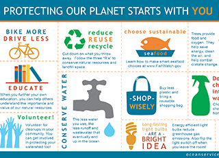 Infographic showing ten things you can do to protect the earth.