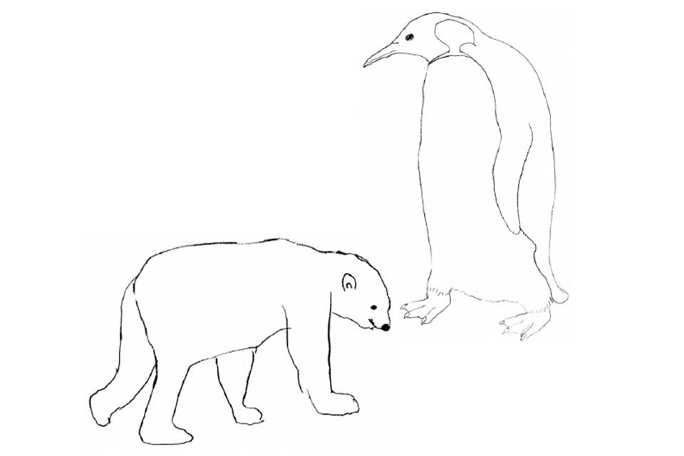 polar bear and penguin art