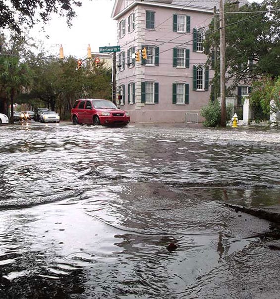 a car in flooded street, South Carolina. NOAA