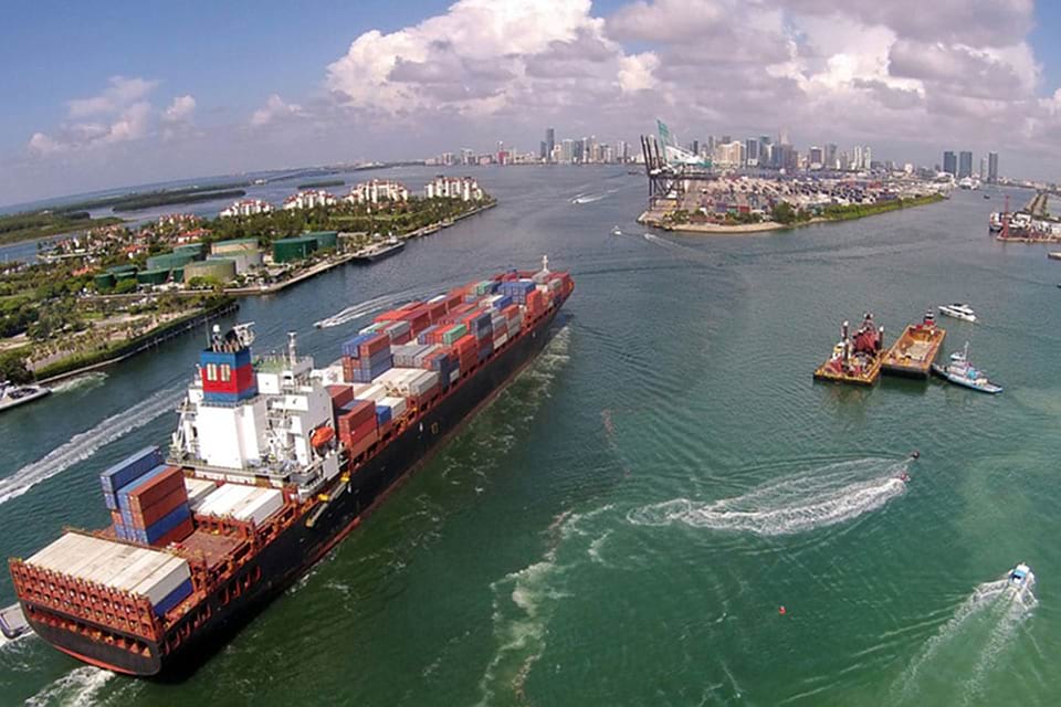 Cargo ship enters PortMiami. Image credit: iStock