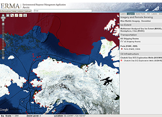 screenshot of ERMA online tool for the Arctic region
