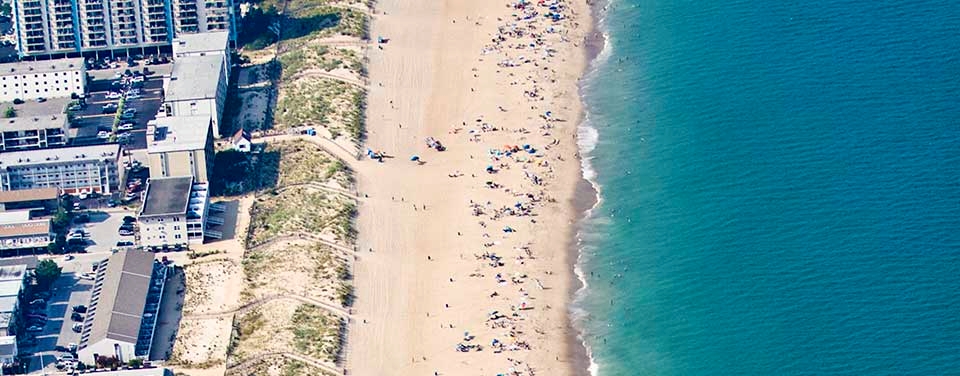 aerial image of Ocean City Beach, Maryland