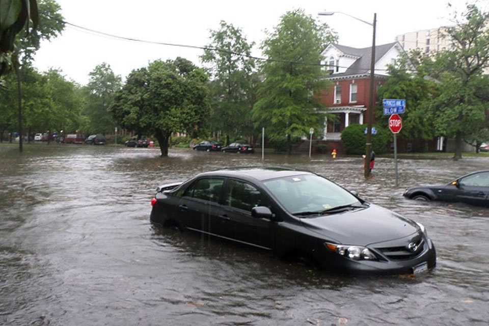 This photo shows high tide flooding in Norfolk, Virginia, in 2014.
