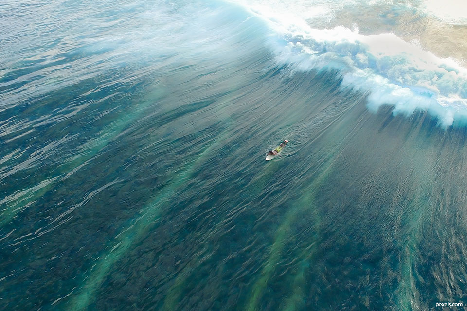surfer in ocean, pexels.com