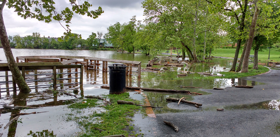 nuisance flooding along the Potomac River waterfront in Alexandria, Virginia