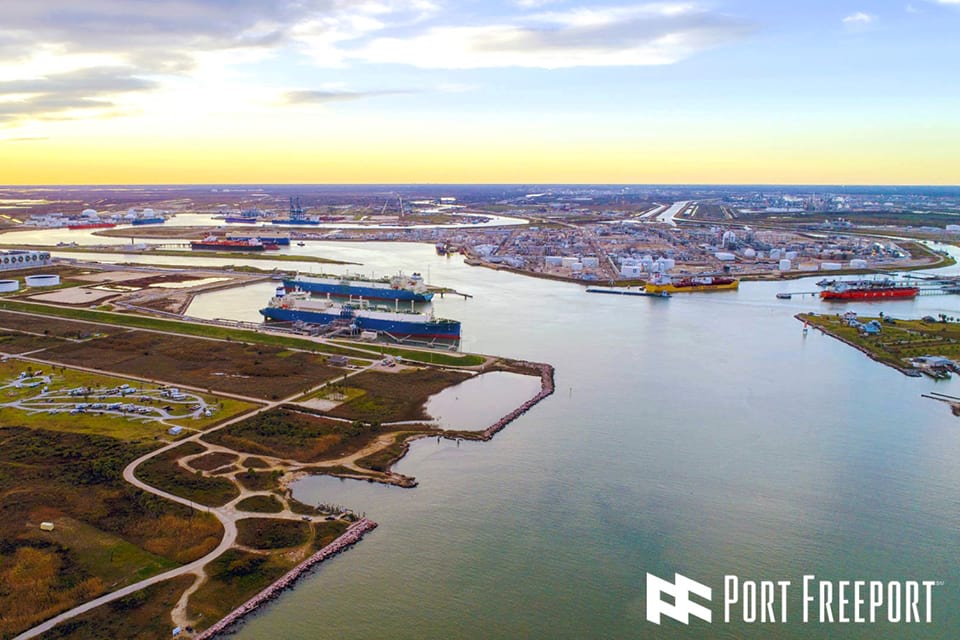 Aerial view of Port Freeport, Texas