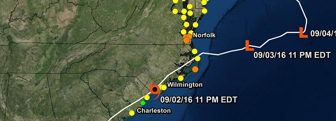 graphic showing water levels during Hurricane Hermine