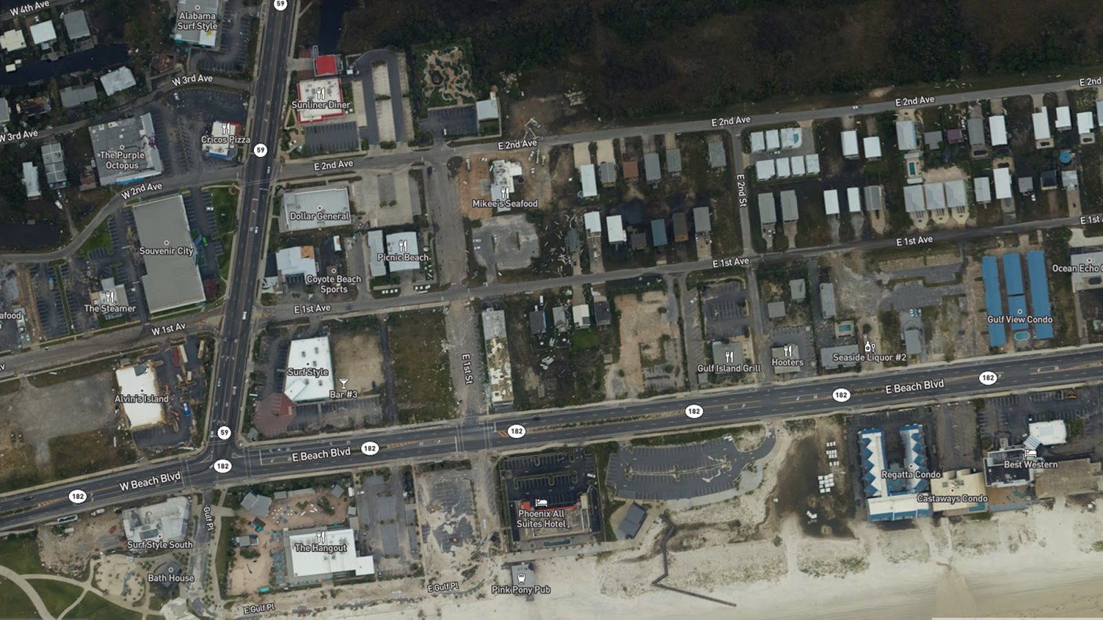 an image showing Area west of Shelby Lake, Gulf Shores, Alabama (near SR-182) after Sally