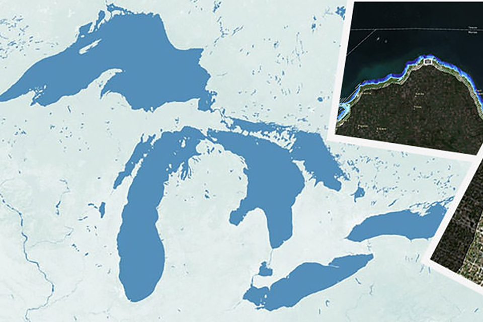 map view of the great lakes