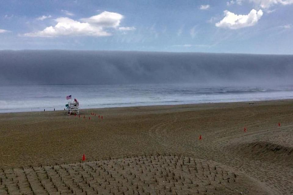 Photo of a fog bank that looks like a tsunami. Photo Credit:Capt Jim Freda, Shore Catch Sportfishing, Manasquan Inlet, NJ.